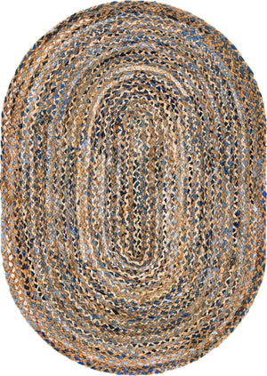 Natural 4' 1 x 6' 1 Braided Chindi Oval Area Rug 100% Cotton Hand Braided Natural Eco-Friendly Boho Style Modern Carpet for Living Rooms Dining Office Dorm for Sale at Rug Engine