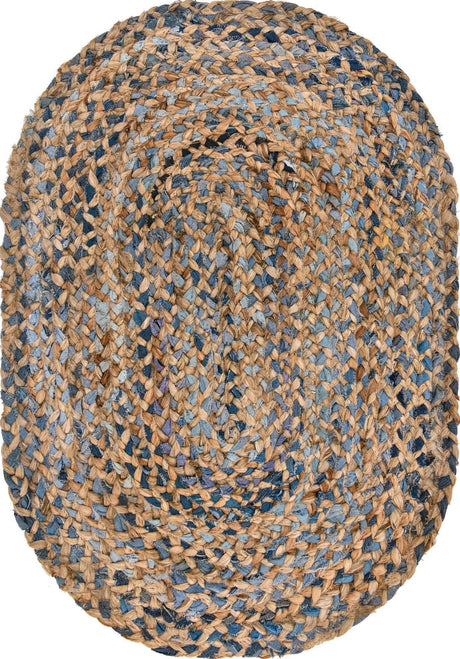 Natural 2' 2 x 3' 1 Braided Chindi Oval Rug