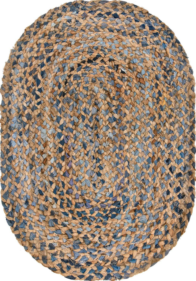 Natural 2' 2 x 3' 1 Braided Chindi Oval Rug