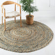 Natural 6' 1 x 6' 1 Braided Chindi Round Rug
