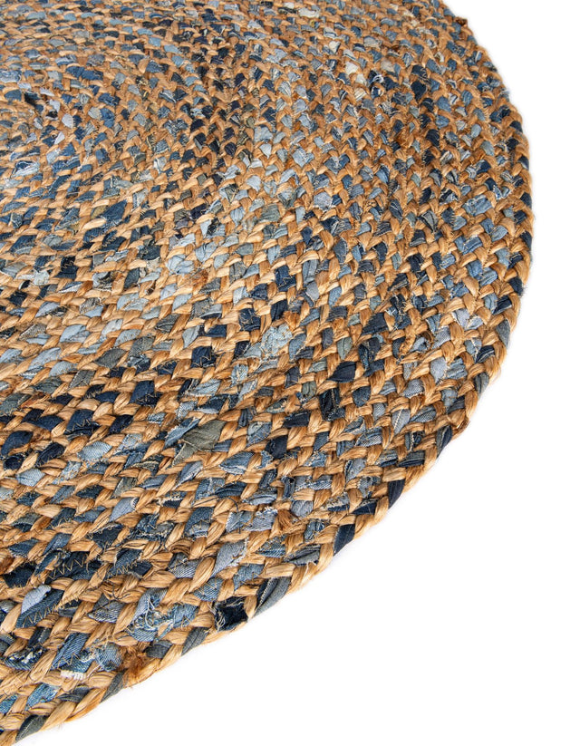 Natural 6' 1 x 6' 1 Braided Chindi Round Rug