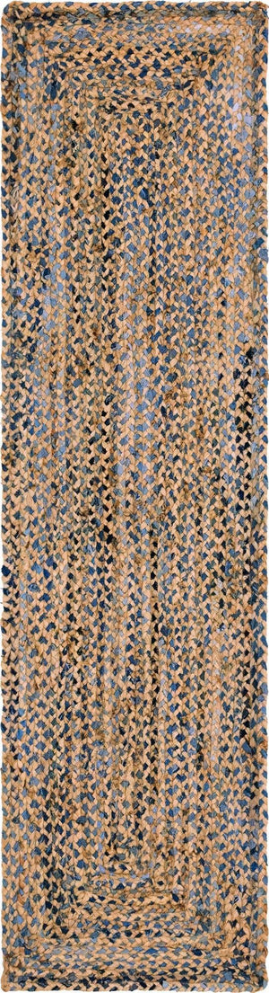 Natural 2' 2 x 8' Braided Chindi Runner Rug
