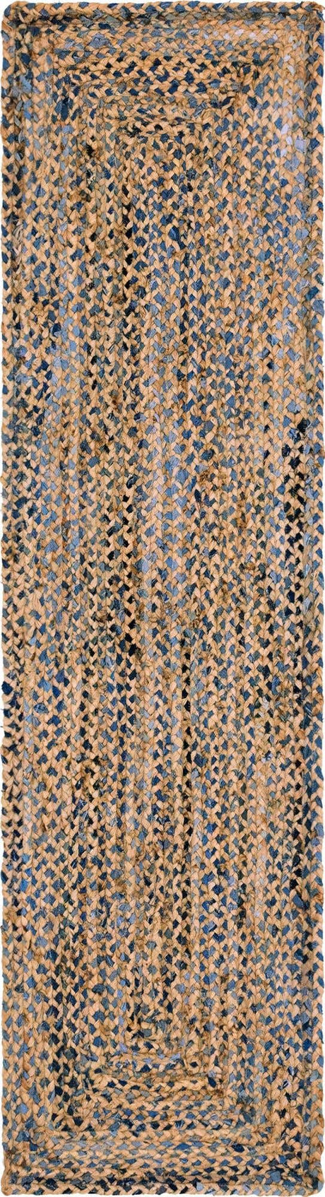 Natural 2' 2 x 8' Braided Chindi Runner Rug
