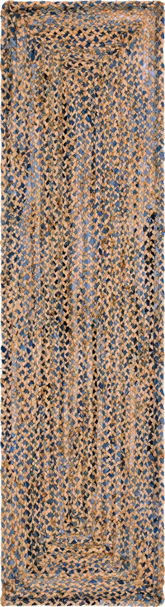 Natural 2' 2 x 8' Braided Chindi Runner Rug