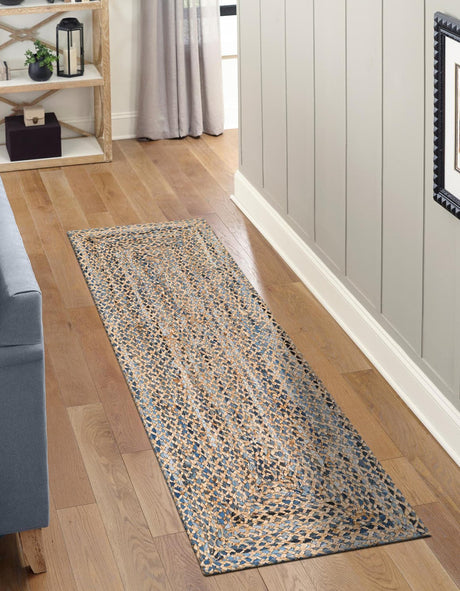 Natural 2' 2 x 6' 1 Braided Chindi Runner Rug