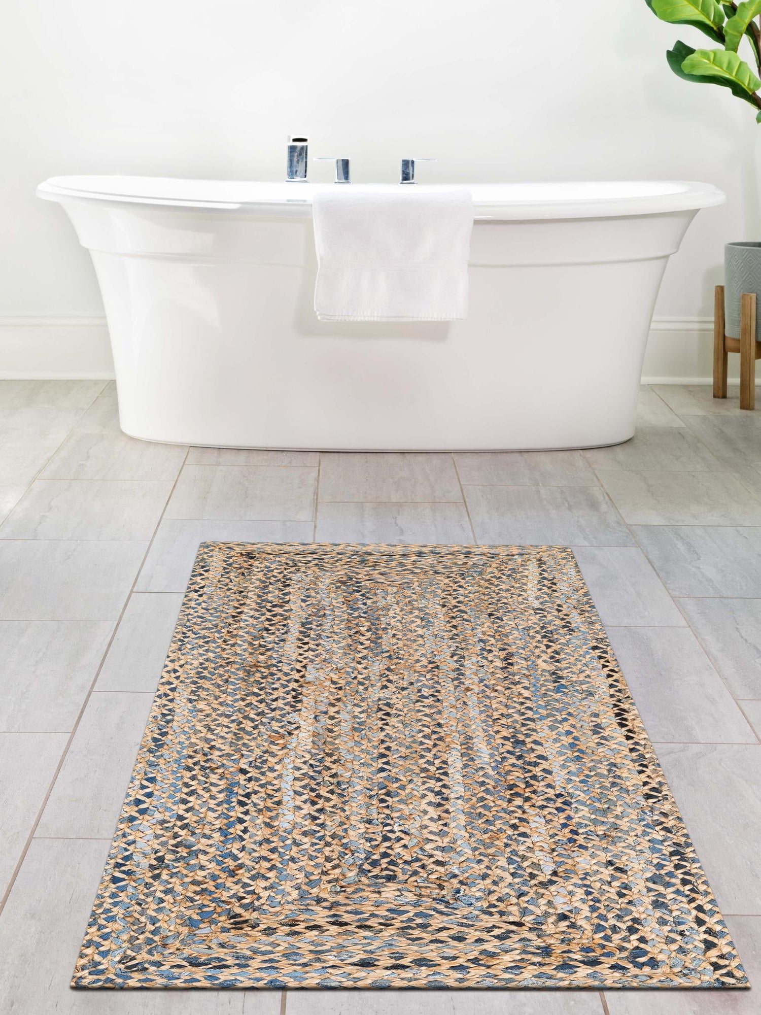 Natural 2' 2 x 8' Braided Chindi Runner Area Rug 100% Cotton Hand Braided Natural Eco-Friendly Boho Style Modern Carpet for Living Rooms Dining Office Dorm for Sale at Rug Engine