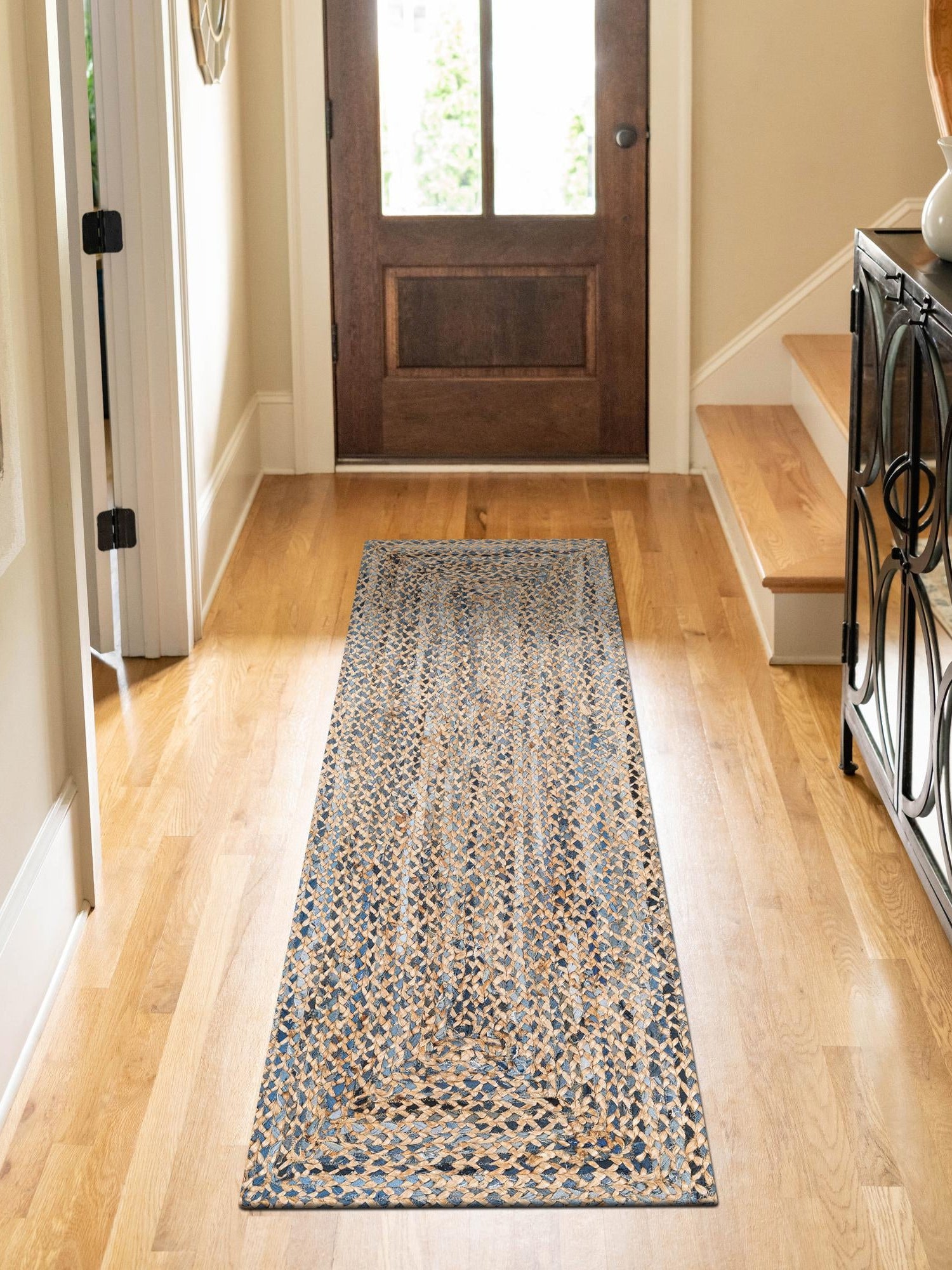 Natural 2' 2 x 8' Braided Chindi Runner Area Rug 100% Cotton Hand Braided Natural Eco-Friendly Boho Style Modern Carpet for Living Rooms Dining Office Dorm for Sale at Rug Engine