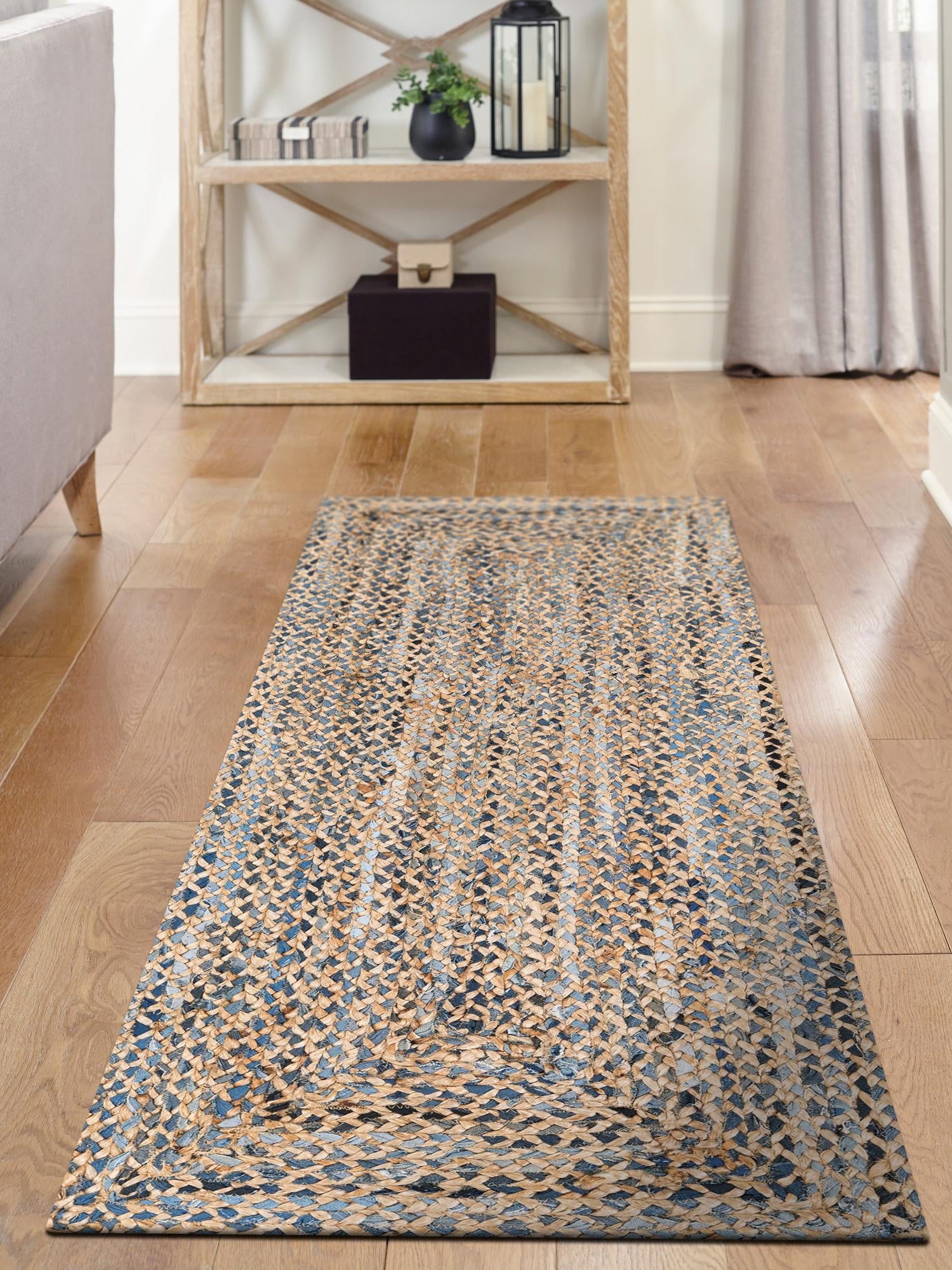 Natural 2' 2 x 8' Braided Chindi Runner Area Rug 100% Cotton Hand Braided Natural Eco-Friendly Boho Style Modern Carpet for Living Rooms Dining Office Dorm for Sale at Rug Engine