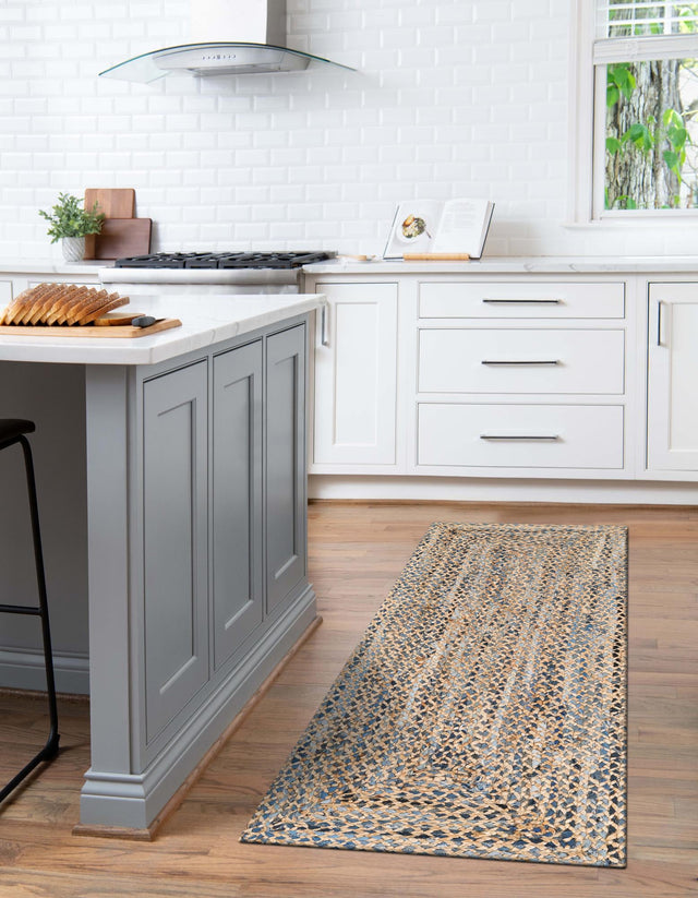 Natural 2' 2 x 6' 1 Braided Chindi Runner Rug