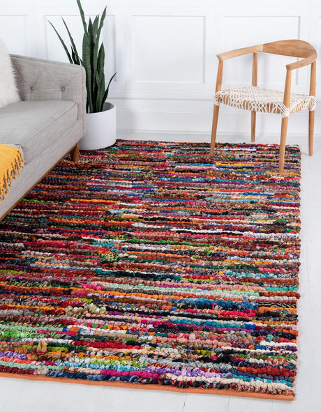 Multicolor 9' x 12' 2 Braided Chindi Rectangle Rug