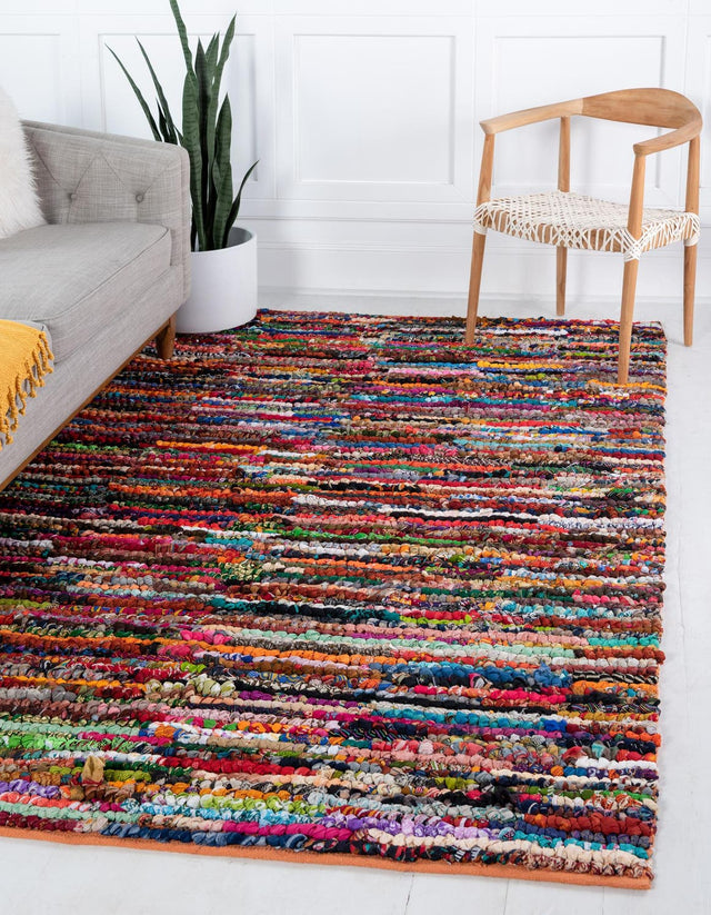 Multicolor 9' x 12' 2 Braided Chindi Rectangle Rug