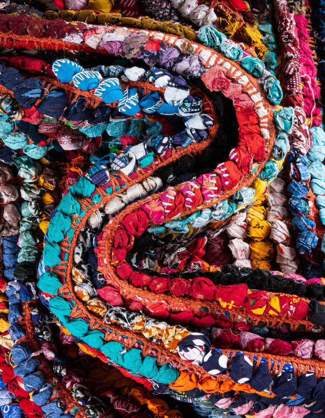 Multicolor 9' x 12' 2 Braided Chindi Rectangle Rug