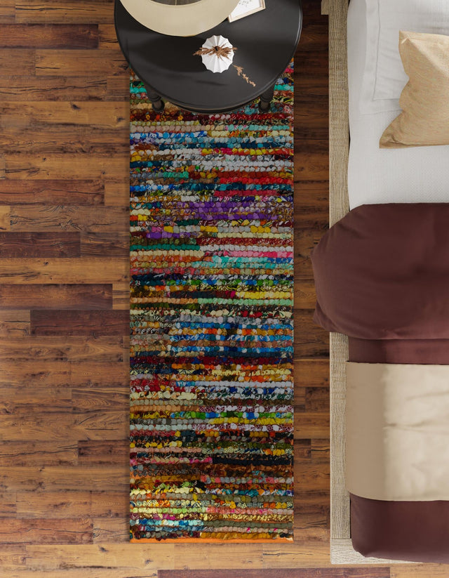 Multicolor 2' 2 x 6' 1 Braided Chindi Runner Rug