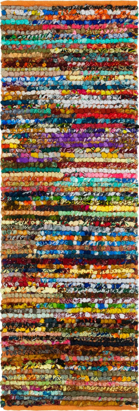 Multicolor 2' 2 x 6' 1 Braided Chindi Runner Rug
