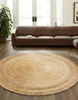 Natural 8' x 8' Braided Jute Round Area Rug 100% Jute Hand Braided Natural Eco-Friendly Boho Style Carpet for Living Rooms Dining Office Space Dorms for Sale at Rug Engine