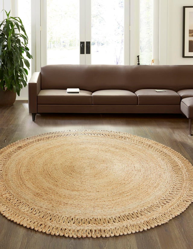 Natural 6' 1 x 6' 1 Braided Jute Round Rug