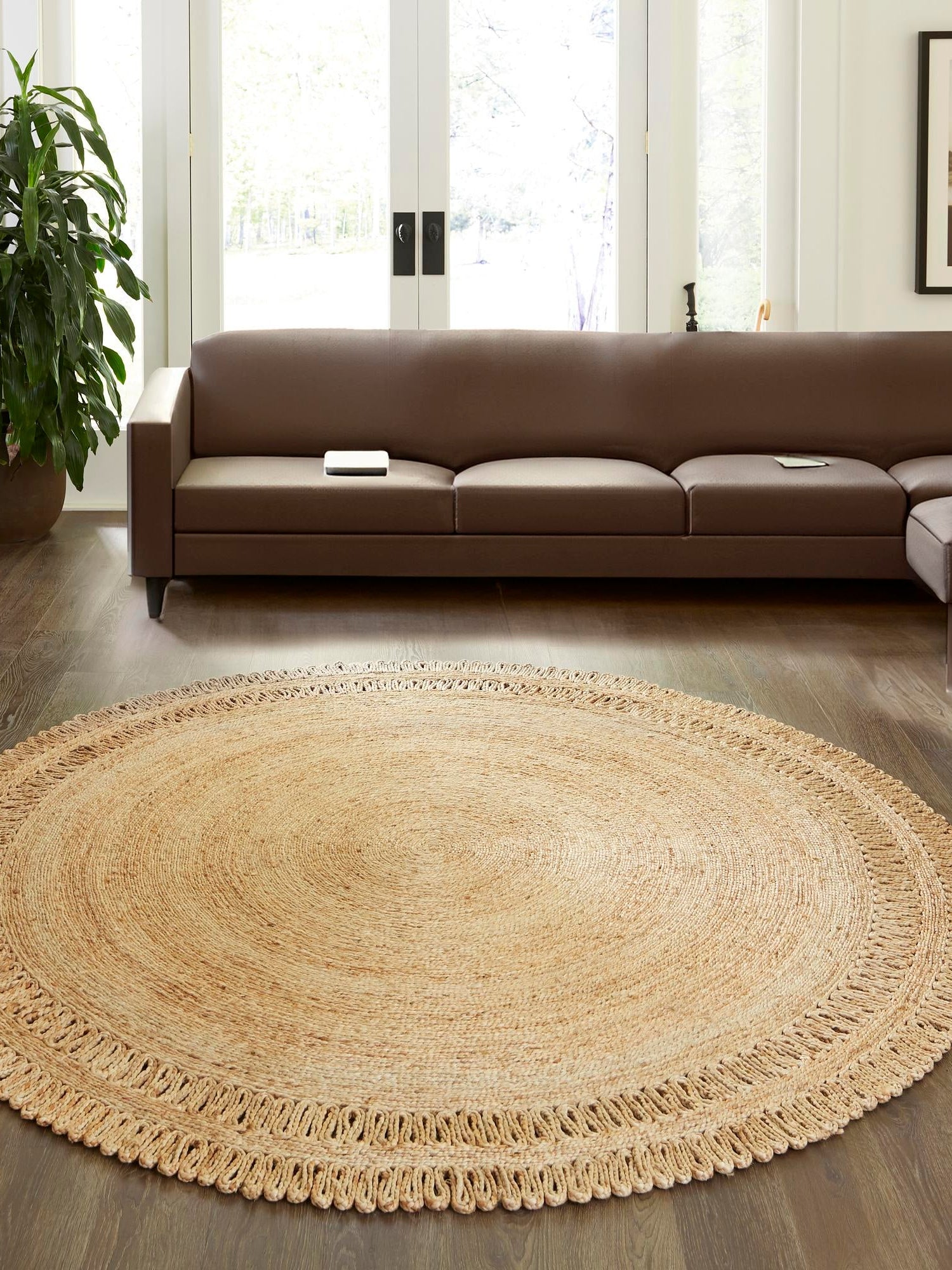 Natural 3' 3 x 3' 3 Braided Jute Round Area Rug 100% Jute Hand Braided Natural Eco-Friendly Boho Style Carpet for Living Rooms Dining Office Space Dorms for Sale at Rug Engine