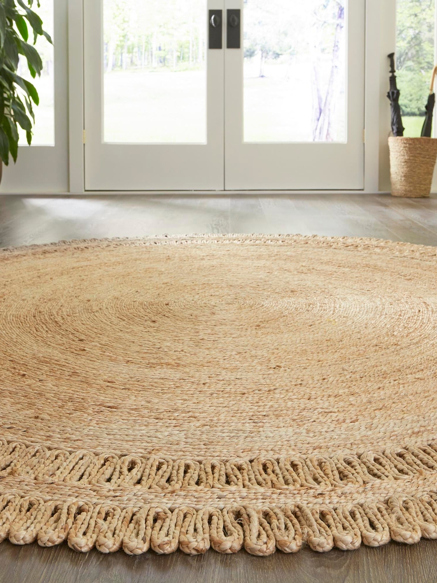 Natural 5' 1 x 5' 1 Braided Jute Round Area Rug 100% Jute Hand Braided Natural Eco-Friendly Boho Style Carpet for Living Rooms Dining Office Space Dorms for Sale at Rug Engine