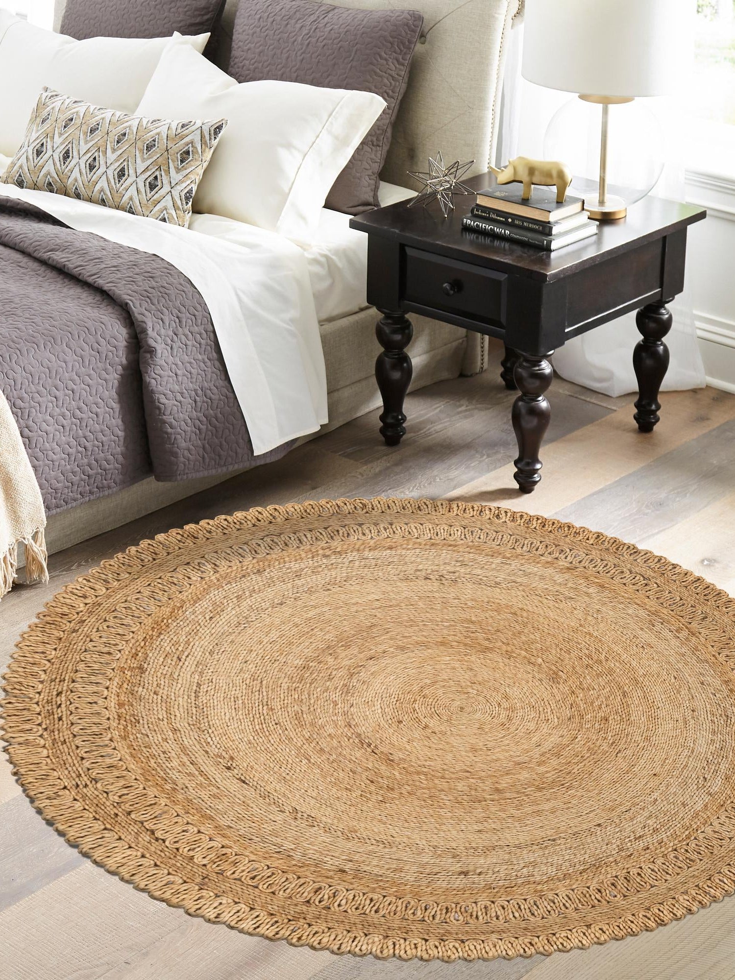 Natural 4' 1 x 4' 1 Braided Jute Round Area Rug 100% Jute Hand Braided Natural Eco-Friendly Boho Style Carpet for Living Rooms Dining Office Space Dorms for Sale at Rug Engine