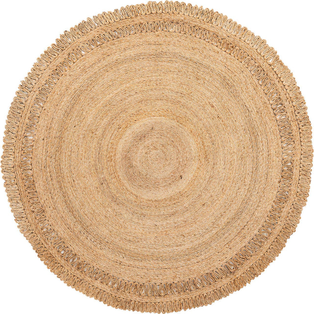 Natural 8' x 8' Braided Jute Round Area Rug 100% Jute Hand Braided Natural Eco-Friendly Boho Style Carpet for Living Rooms Dining Office Space Dorms for Sale at Rug Engine