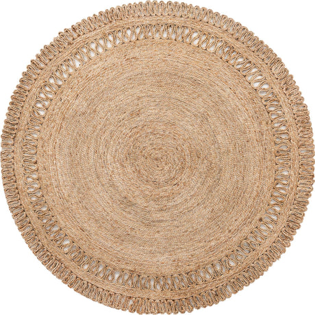 Natural 6' 1 x 6' 1 Braided Jute Round Rug