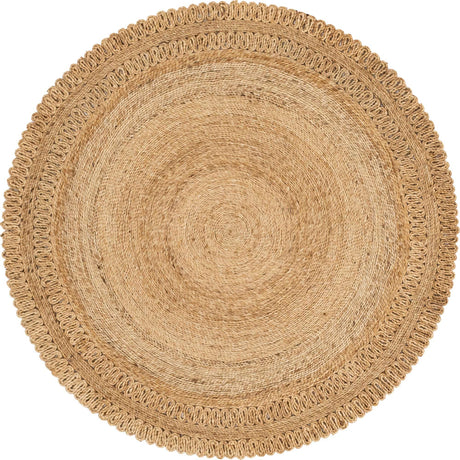 Natural 5' 1 x 5' 1 Braided Jute Round Rug