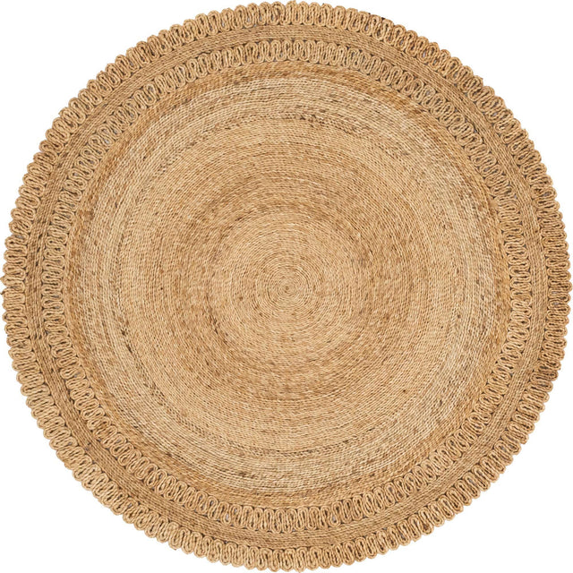 Natural 5' 1 x 5' 1 Braided Jute Round Area Rug 100% Jute Hand Braided Natural Eco-Friendly Boho Style Carpet for Living Rooms Dining Office Space Dorms for Sale at Rug Engine