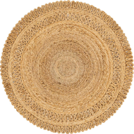 Natural 4' 1 x 4' 1 Braided Jute Round Rug