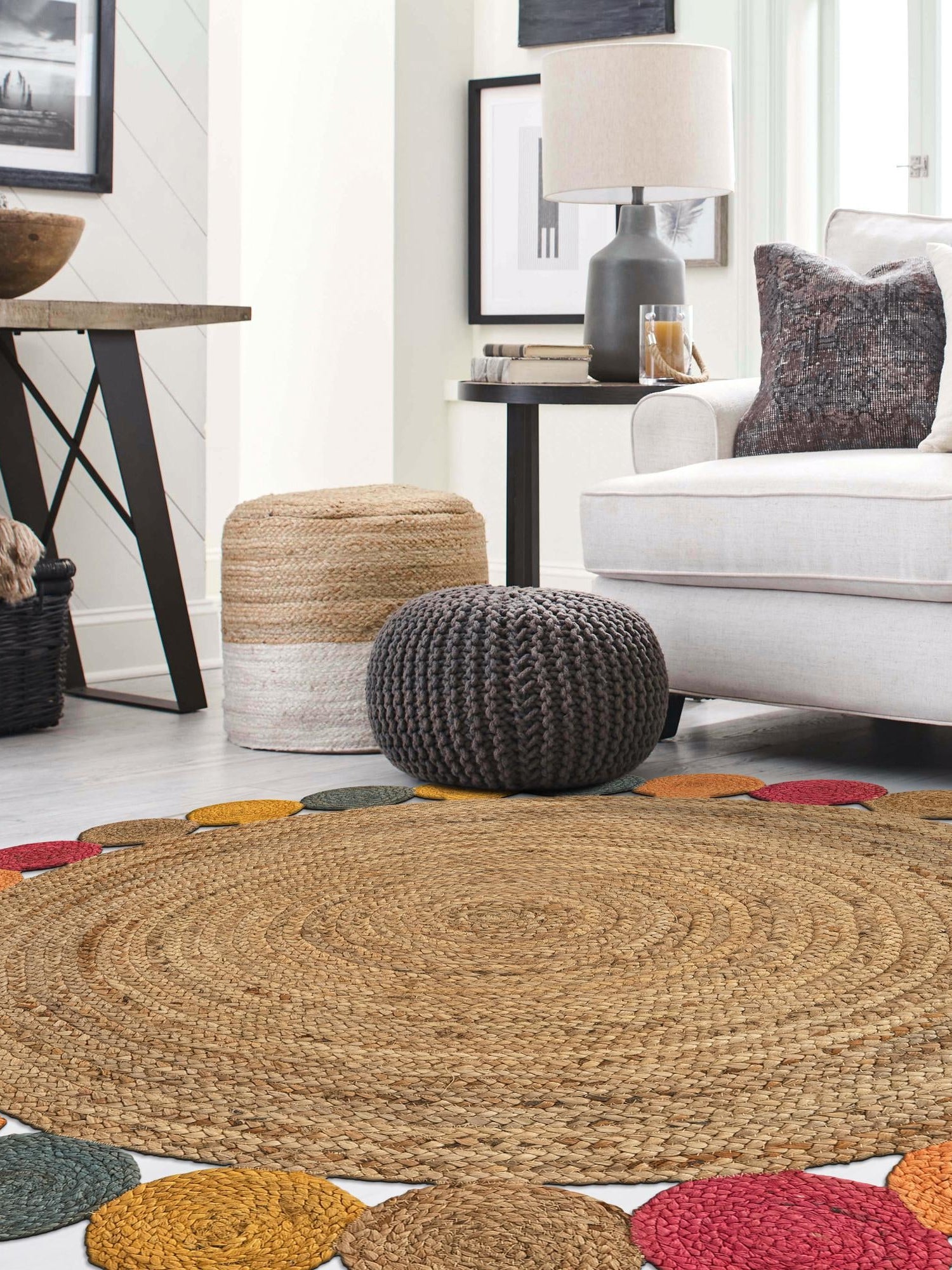 Natural 3' 3 x 3' 3 Braided Jute Round Area Rug 100% Jute Hand Braided Natural Eco-Friendly Boho Style Carpet for Living Rooms Dining Office Space Dorms for Sale at Rug Engine