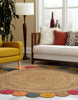 Natural 4' 1 x 4' 1 Braided Jute Round Rug