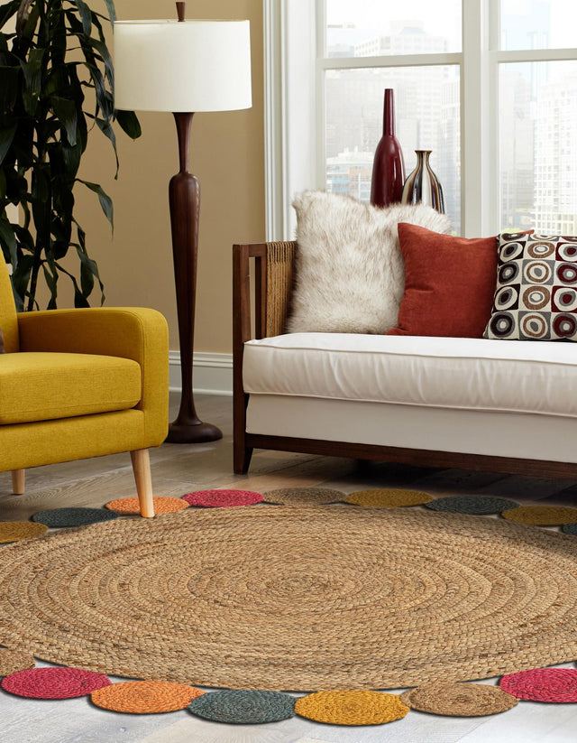 Natural 4' 1 x 4' 1 Braided Jute Round Rug