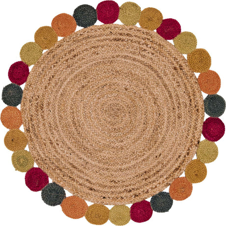 Natural 4' 1 x 4' 1 Braided Jute Round Rug