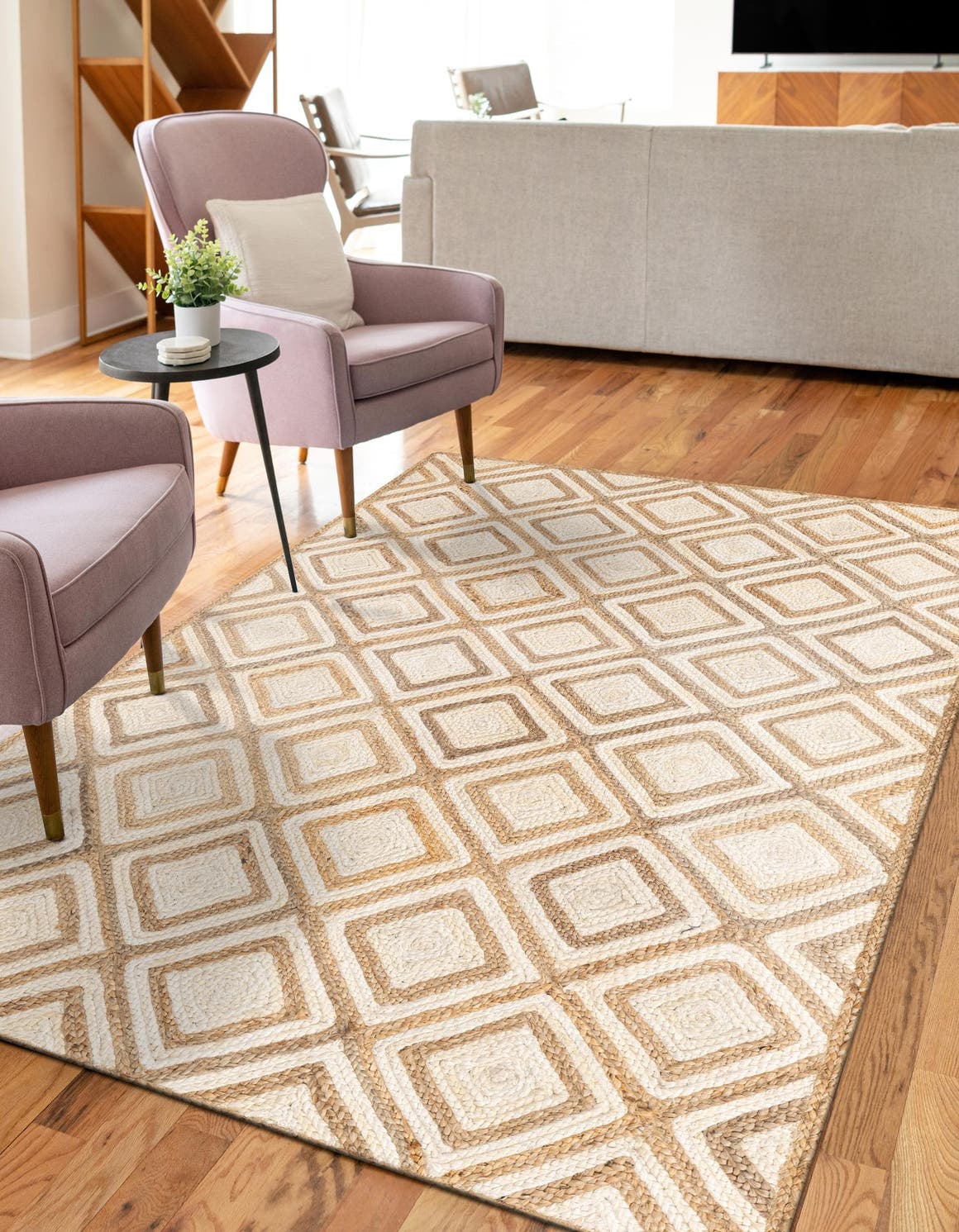 Natural 6' 1 x 9' Braided Jute Rectangle Area Rug 100% Jute Hand Braided Natural Eco-Friendly Boho Style Carpet for Living Rooms Dining Office Space Dorms for Sale at Rug Engine