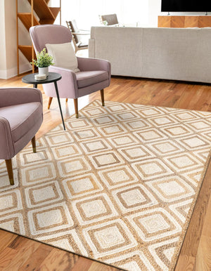 Natural 8' x 10' Braided Jute Rectangle Area Rug 100% Jute Hand Braided Natural Eco-Friendly Boho Style Carpet for Living Rooms Dining Office Space Dorms for Sale at Rug Engine