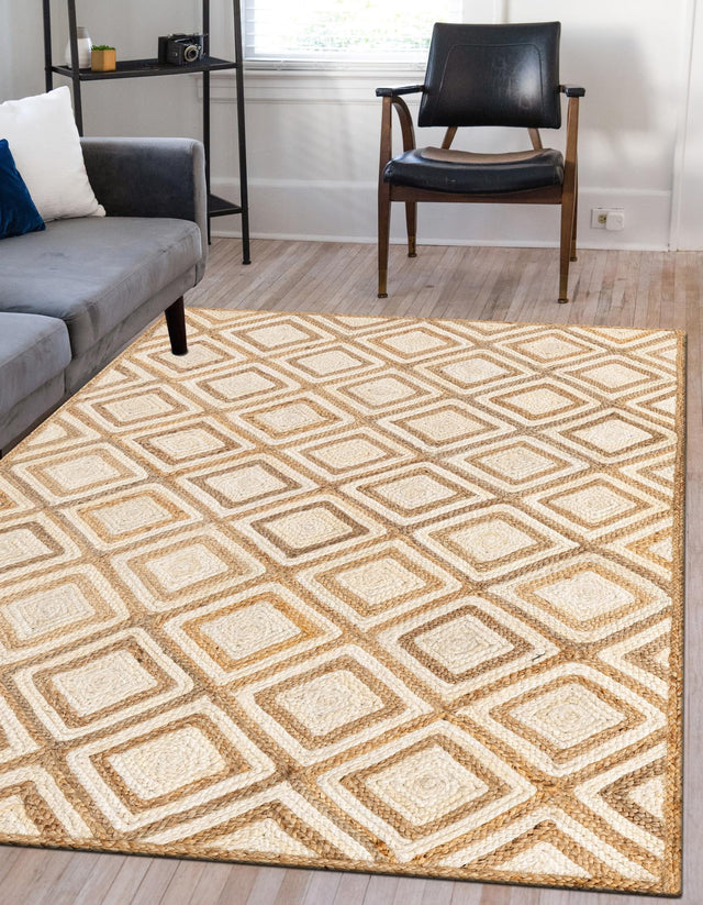 Natural 6' 1 x 9' Braided Jute Rectangle Rug