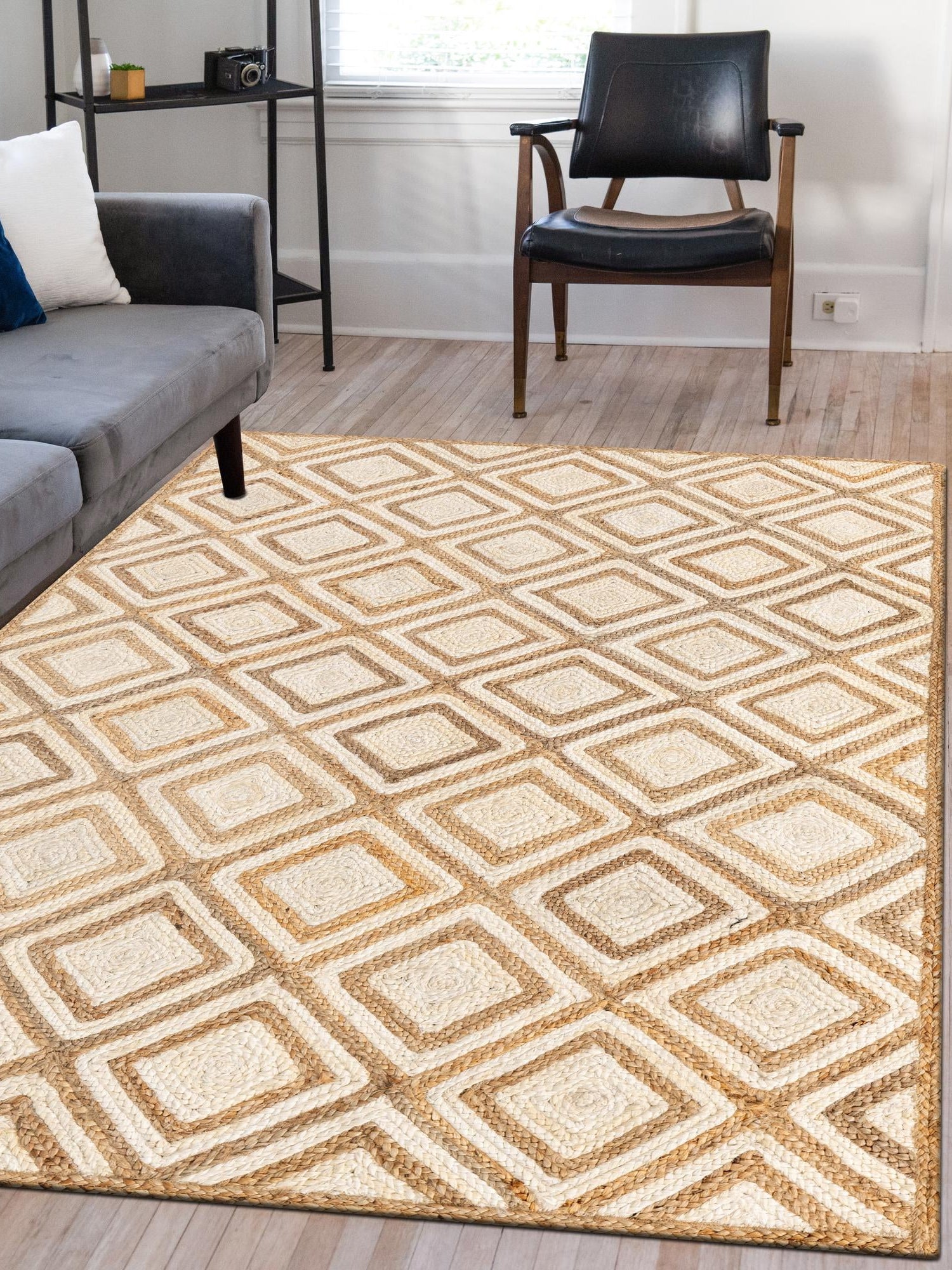 Natural 3' 3 x 5' 1 Braided Jute Rectangle Area Rug 100% Jute Hand Braided Natural Eco-Friendly Boho Style Carpet for Living Rooms Dining Office Space Dorms for Sale at Rug Engine