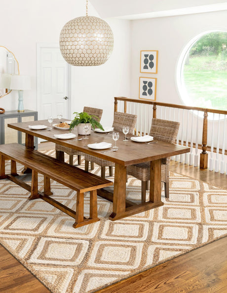 Natural 4' 1 x 6' 1 Braided Jute Rectangle Area Rug 100% Jute Hand Braided Natural Eco-Friendly Boho Style Carpet for Living Rooms Dining Office Space Dorms for Sale at Rug Engine