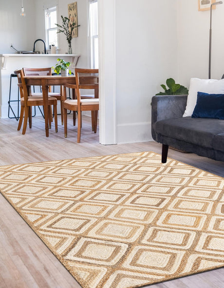 Natural 8' x 10' Braided Jute Rectangle Area Rug 100% Jute Hand Braided Natural Eco-Friendly Boho Style Carpet for Living Rooms Dining Office Space Dorms for Sale at Rug Engine