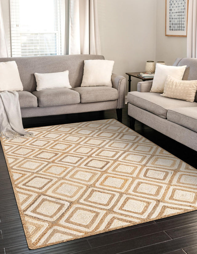 Natural 6' 1 x 9' Braided Jute Rectangle Rug