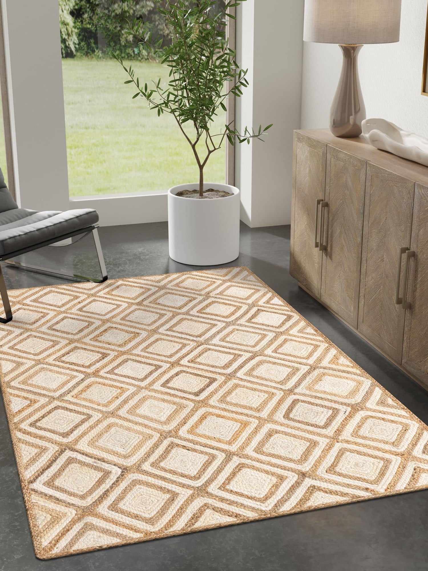Natural 8' x 10' Braided Jute Rectangle Area Rug 100% Jute Hand Braided Natural Eco-Friendly Boho Style Carpet for Living Rooms Dining Office Space Dorms for Sale at Rug Engine