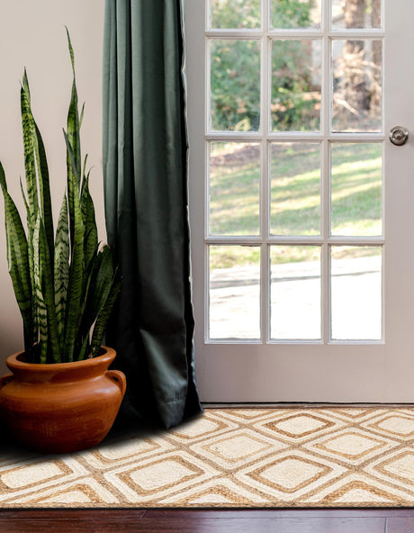 Natural 2' 7 x 6' 1 Braided Jute Runner Area Rug 100% Jute Hand Braided Natural Eco-Friendly Boho Style Carpet for Living Rooms Dining Office Space Dorms for Sale at Rug Engine