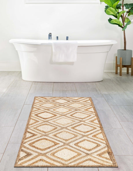 Natural 2' 7 x 6' 1 Braided Jute Runner Area Rug 100% Jute Hand Braided Natural Eco-Friendly Boho Style Carpet for Living Rooms Dining Office Space Dorms for Sale at Rug Engine