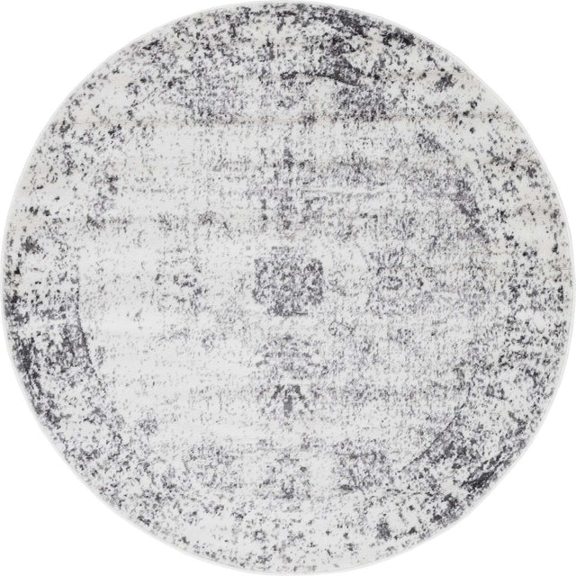 Gray 5' 3 x 5' 3 Sofia Round Area Rug Durable Easy Clean Stain Resistant Unique Carpet for Affordable Interior Home Design for Sale at Rug Engine
