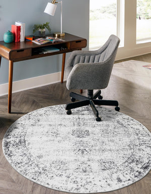 Gray 4' 1 x 4' 1 Sofia Round Area Rug Durable Easy Clean Stain Resistant Unique Carpet for Affordable Interior Home Design for Sale at Rug Engine