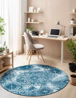 Blue 5' 3 x 5' 3 Sofia Round Rug