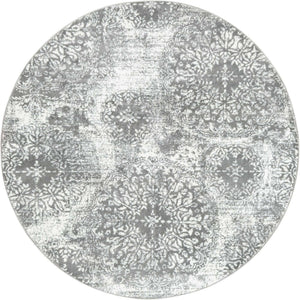 Gray 5' 3 x 5' 3 Sofia Round Area Rug Durable Easy Clean Stain Resistant Unique Carpet for Affordable Interior Home Design for Sale at Rug Engine