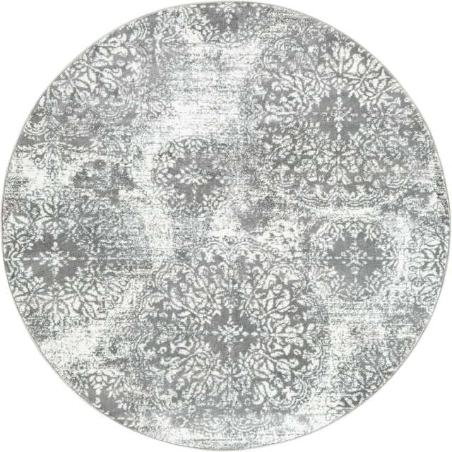 Gray 5' 3 x 5' 3 Sofia Round Area Rug Durable Easy Clean Stain Resistant Unique Carpet for Affordable Interior Home Design for Sale at Rug Engine