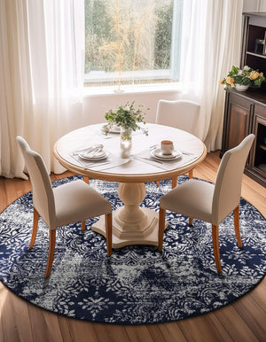 Navy Blue 7' 1 x 7' 1 Sofia Round Rug