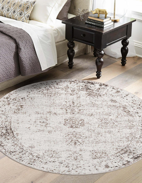 Beige 3' 1 x 3' 1 Sofia Round Area Rug Durable Easy Clean Stain Resistant Unique Carpet for Affordable Interior Home Design for Sale at Rug Engine