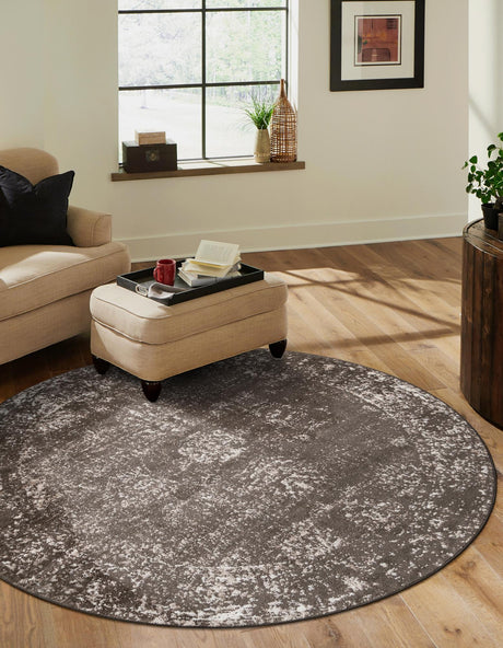 Brown 5' 3 x 5' 3 Sofia Round Area Rug Durable Easy Clean Stain Resistant Unique Carpet for Affordable Interior Home Design for Sale at Rug Engine